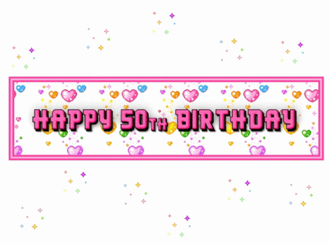 50Th Birthday Raining Hearts Mobile Art GIF