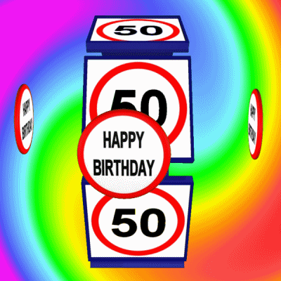 50th Birthday Spinning Text Moving Art GIF