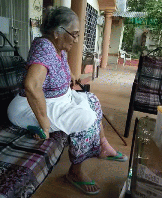 Old Lady Slowly Standing GIF