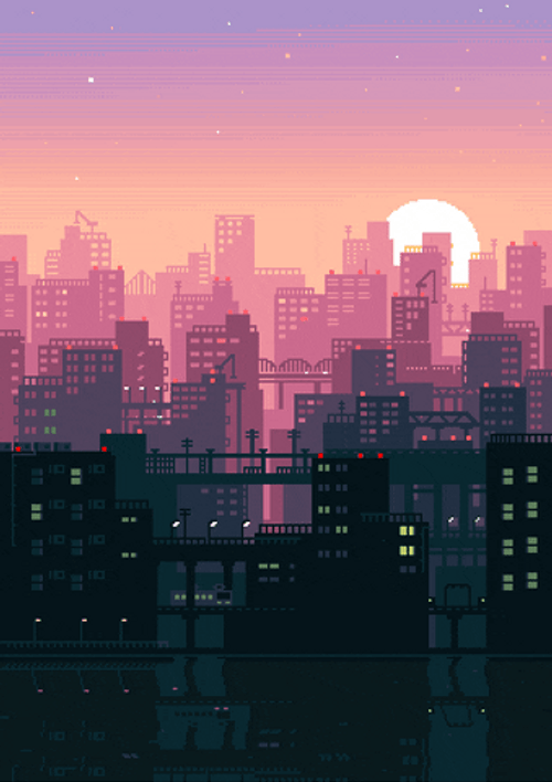 8-bit Aesthetic City Sunset GIF