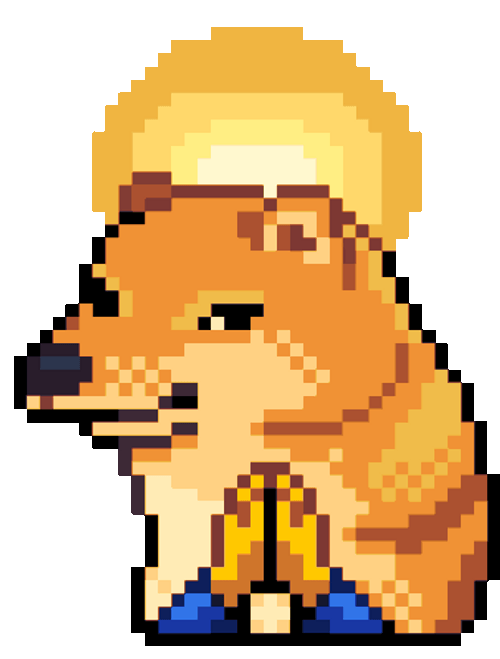 8-bit Doge Meme Praying GIF