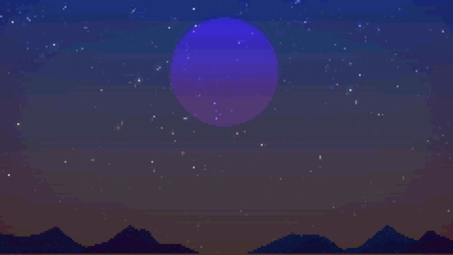 8-bit Retro Moon Landscape GIF