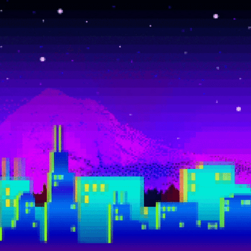 8-bit Rock Band Synthwave GIF
