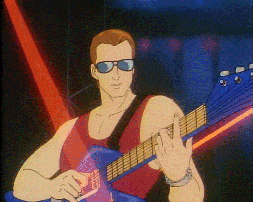 80s Cartoon Old School Guitarist GIF