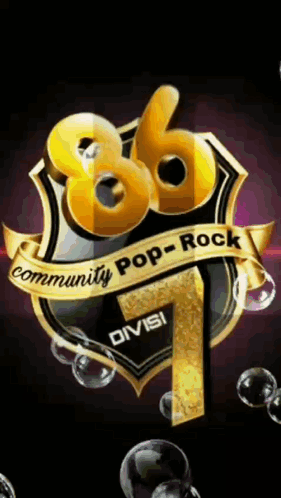 86 Community Pop-Rock Logo Surrounded by Bubbles