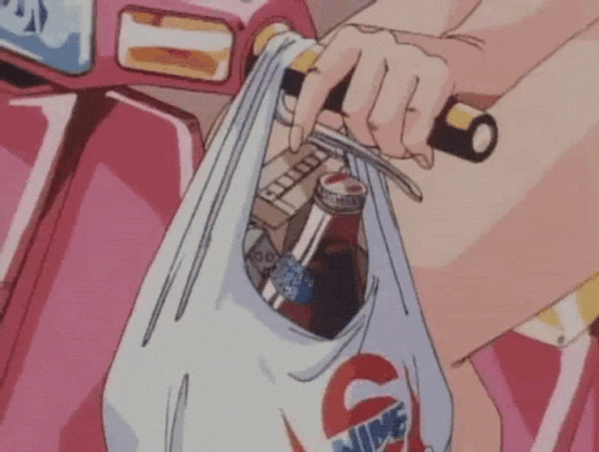 90s Aesthetic Anime Grocery Bag GIF