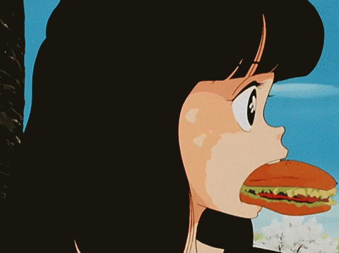 90s Anime Shinobu Miyake Funny Eating GIF