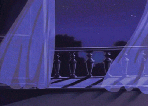 90s Anime Aesthetic Night Terrace GIF