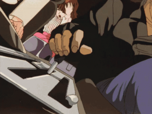 90s Anime Riding Bean Car Drifting GIF