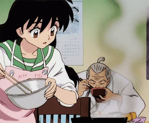 90s Anime Clumsy Kagome Cooking GIF
