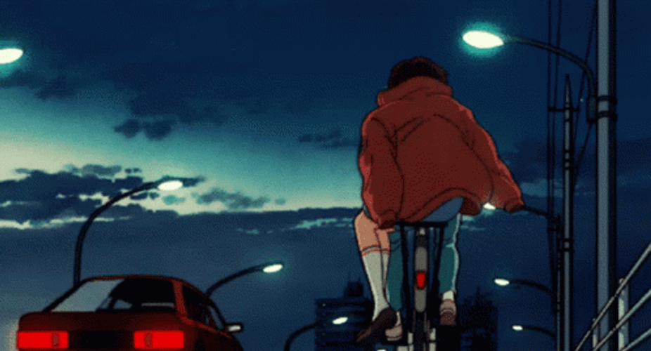 90S Anime Aesthetic Biking GIF