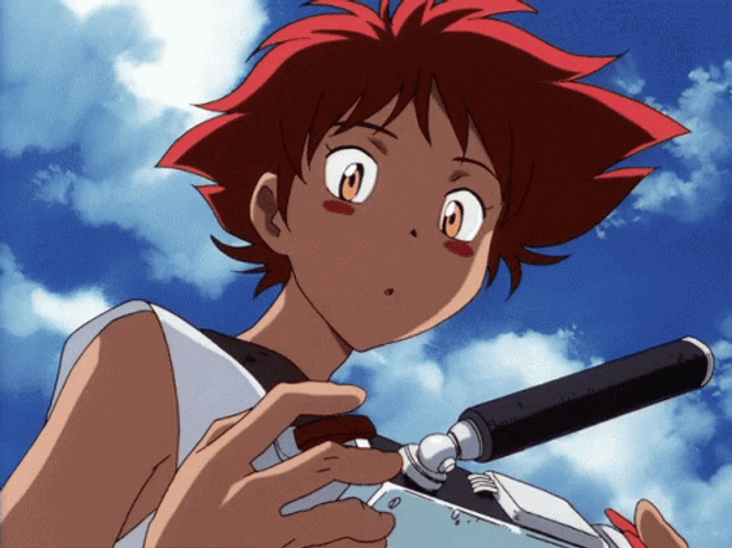 90S Anime Cowboy Bebop Edward Laughing GIF