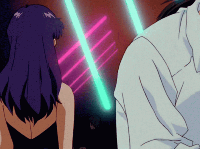 90S Anime Misato Katsugari Bleh GIF