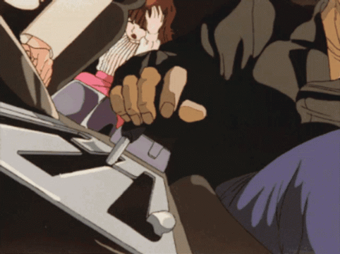90S Anime Riding Bean Car Drifting GIF