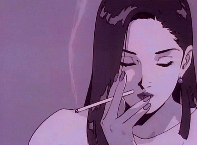 90S Anime Woman Cigarette GIF