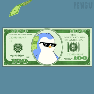 A 100 Dollar Bill From The United States Of America With A Penguin On It GIF