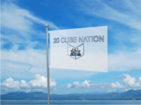 A 20 Cube Nation Flag Is Flying In The Wind GIF