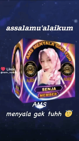 A 3D Cube With A Picture Of A Woman And The Words Assalamu ' Alaikum GIF