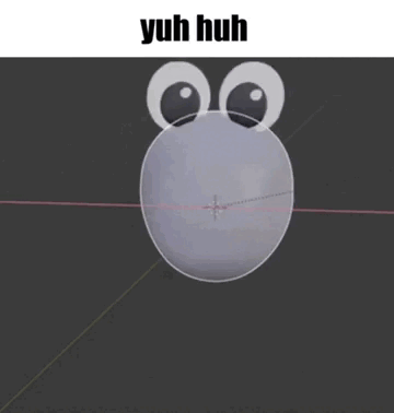 A 3D Model Of A Frog With Googly Eyes And The Words Yuh Huh . GIF