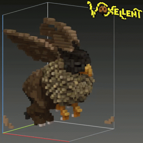 A 3D Model Of A Griffin Is Displayed In A Box With Voxelent Written On It GIF