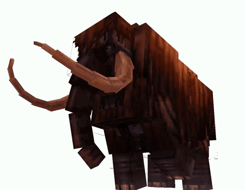 A 3D Model Of A Mammoth With Long Tusks Against A White Background GIF