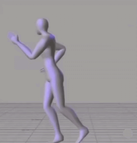 a 3d model of a man is dancing in a purple suit