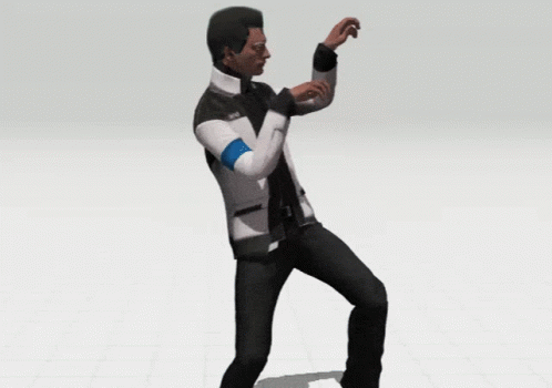 A 3D Model Of A Man With A Blue Armband That Says Rk On It GIF