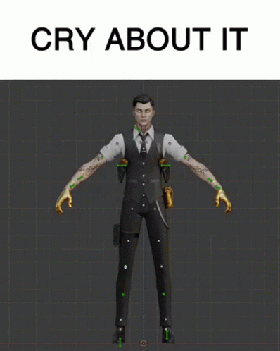 A 3D Model Of A Man With The Words Cry About It On The Bottom GIF
