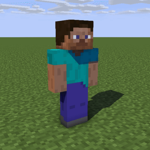 A 3D Model Of A Minecraft Character Standing In A Field GIF