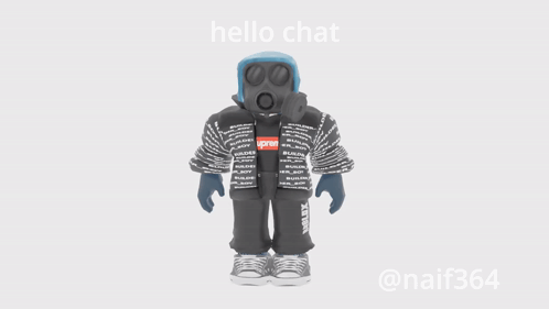 a 3d model of a person with the words hello chat written on it