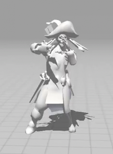 A 3D Model Of A Pirate With A Skeleton Head And A Pirate Hat . GIF
