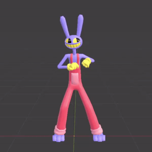 A 3D Model Of A Purple Rabbit Wearing Pink Overalls GIF