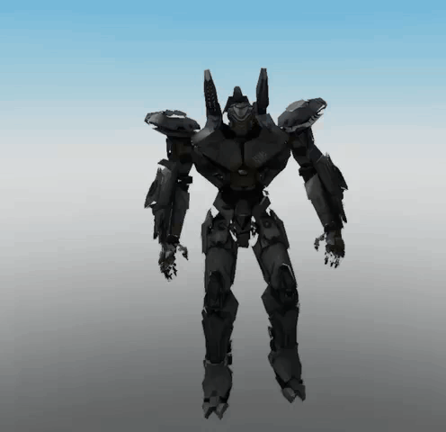 A 3D Model Of A Robot With A Blue Sky Background GIF