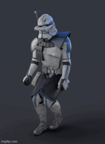A 3D Model Of A Star Wars Clone Trooper Is Being Displayed On Imgflip.com GIF
