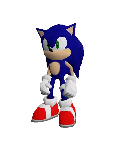 a 3d model of sonic the hedgehog is standing in front of a white background