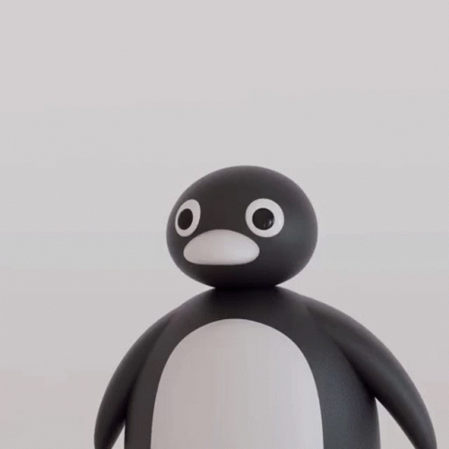 A 3D Rendering Of A Penguin With Red Eyes GIF
