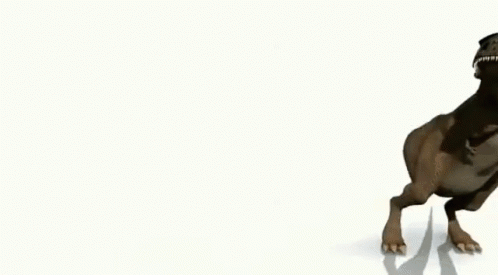 A 3D Rendering Of A T-Rex Walking On A White Background . GIF