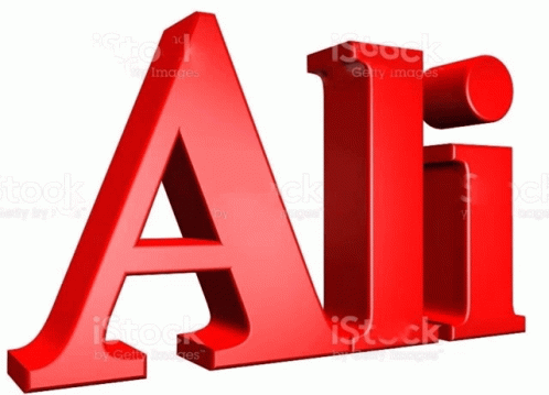 A 3D Rendering Of The Name Ali On A White Background GIF
