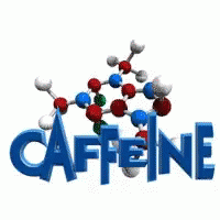 A 3D Rendering Of The Word Caffeine With Molecules Around It . GIF