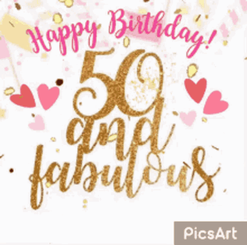 A 50Th Birthday Card That Says Happy Birthday GIF