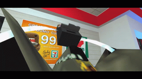 A 7 Eleven Advertisement With A Teddy Bear On It GIF