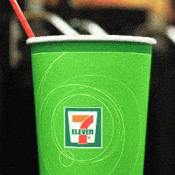 A 7 Eleven Cup With A Straw In It GIF