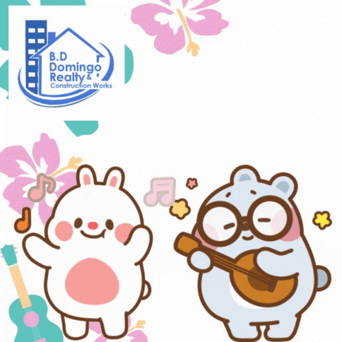 A B.d. Domingo Realty & Construction Works Advertisement With Two Cartoon Characters GIF