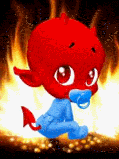A Baby Devil With A Pacifier On His Mouth GIF