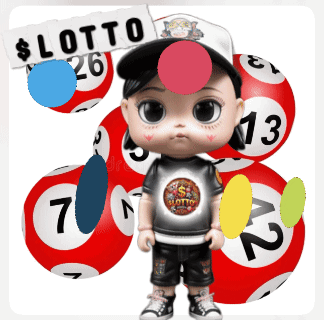 A Baby Doll Is Surrounded By Lottery Balls And A Sign That Says Lotto On It GIF