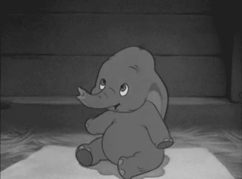 A Baby Elephant Is Sitting On A Rug With Its Trunk Up . GIF