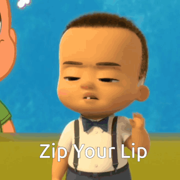 A Baby In A Bow Tie And Suspenders Is Saying Zip Your Lip GIF
