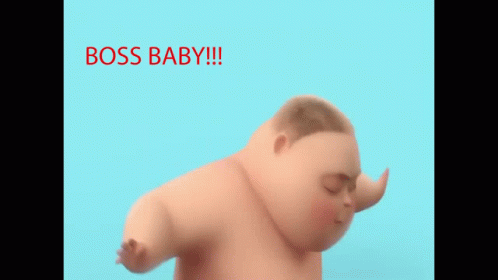 A Baby In A Diaper Is Dancing With The Words Boss Baby !!! Below Him GIF