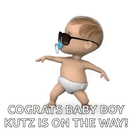 A Baby In A Diaper Is Wearing Sunglasses And A Pacifier In His Mouth . GIF