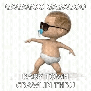 A Baby In A Diaper Is Wearing Sunglasses And A Pacifier In His Mouth . GIF